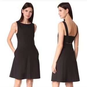 Theory Cicieema Sleeveless Cut Out Light Cotton Poplin Black Mini Dress